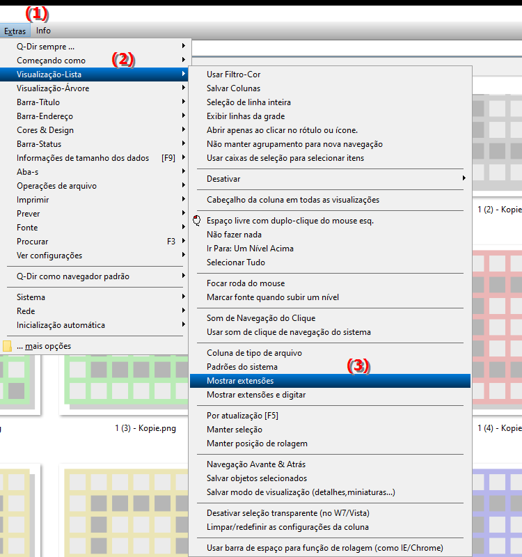 Mostrar extensão de arquivo na coluna de tipo de arquivo na visualização de lista